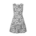 thumbnail image 4 of Cocktail Dresses for Women Crew Neck Casual Sleeveless Printed Tunic Pleated Semi Formal Floral Mini Dress for Spring Summer Black S-2XL, 4 of 5
