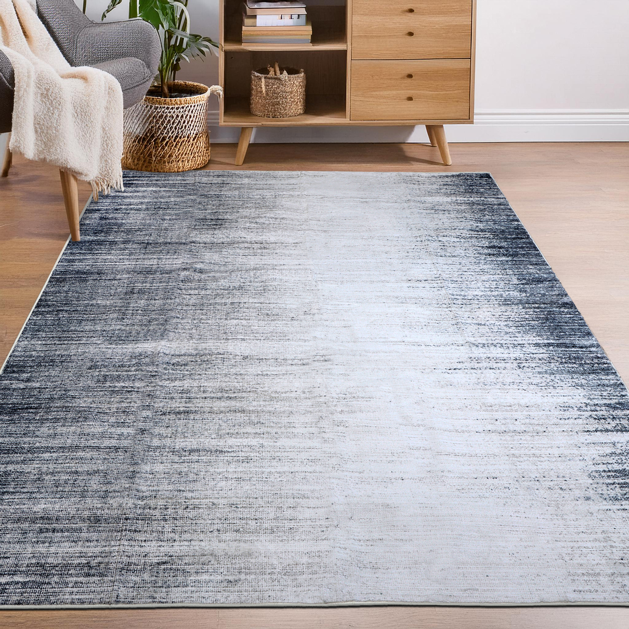 Delara 3'x5' Machine Washable Area Rug, Soft & Durable, Non-Slip, Stain Resistant, Emily, for Bedroom, Living & Dining Room