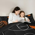 thumbnail image 5 of Homewish Basketball Ball Game 7-Piece Twin Bedding Sets,Sport Theme Bedding Comforter Set,Orange Black Sheet Sets For Boys Kids,Luxury Bedroom Decor Reversible, 5 of 9