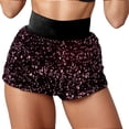 thumbnail image 3 of Sequin Shorts for Women 2026 Summer High Waist Glitter Straight Leg Sparkle Shorts Clubwear Dancewear, 3 of 5