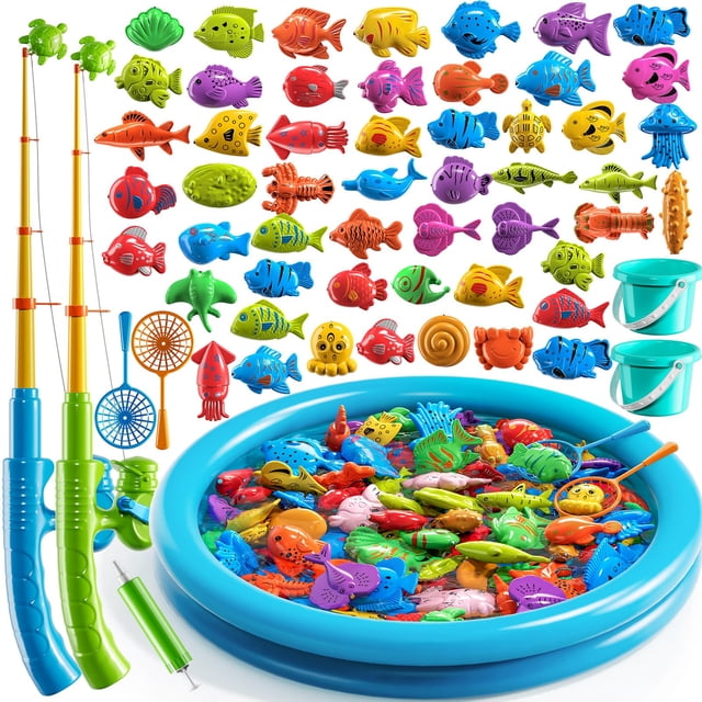 Imán TEMI para juegos de pesca para niños de 4 a 8 años con piscina y peces
