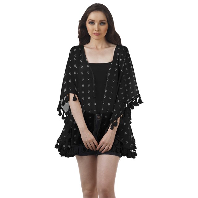 Moomaya Vêtements de Plage Imprimés pour Femmes Boléro à Franges Cache-Maillot Cardigan