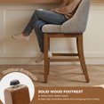 thumbnail image 5 of Set of 2 Chenille Upholstered Bar Stools in Neutral Green 26 Inch Counter Height Chairs with Solid Wood Legs, 5 of 8