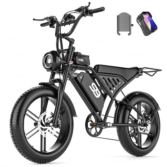 AZHAR GT30 Electric Bike for Adults 20", 2500W Peak E-Mountain Bicycle, 28MPH Fat Tire Ebike, 48V 20Ah Removable Battery, 7 Speed and Front Suspension with Rear Rack UL2849