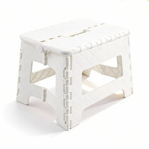 Folding Step Stool  for Adults Holds Up  Non-Slip Folding Stools with Portable Handle Compact Plastic Foldable Step Stool for Bathroom Bedroom Kitchen