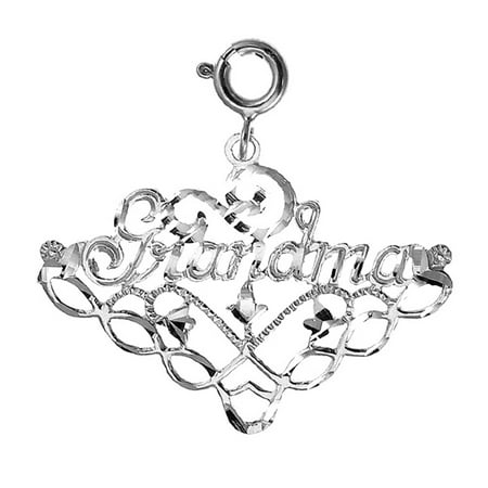 18K White Gold Grandma Pendant - 30 mm