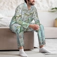 thumbnail image 7 of Naloa Vintage Rose1 Men’s Pajamas Set - Long Sleeve Button Down Sleep Shirt and Pajama Bottoms Sleepwear Set-Medium, 7 of 7