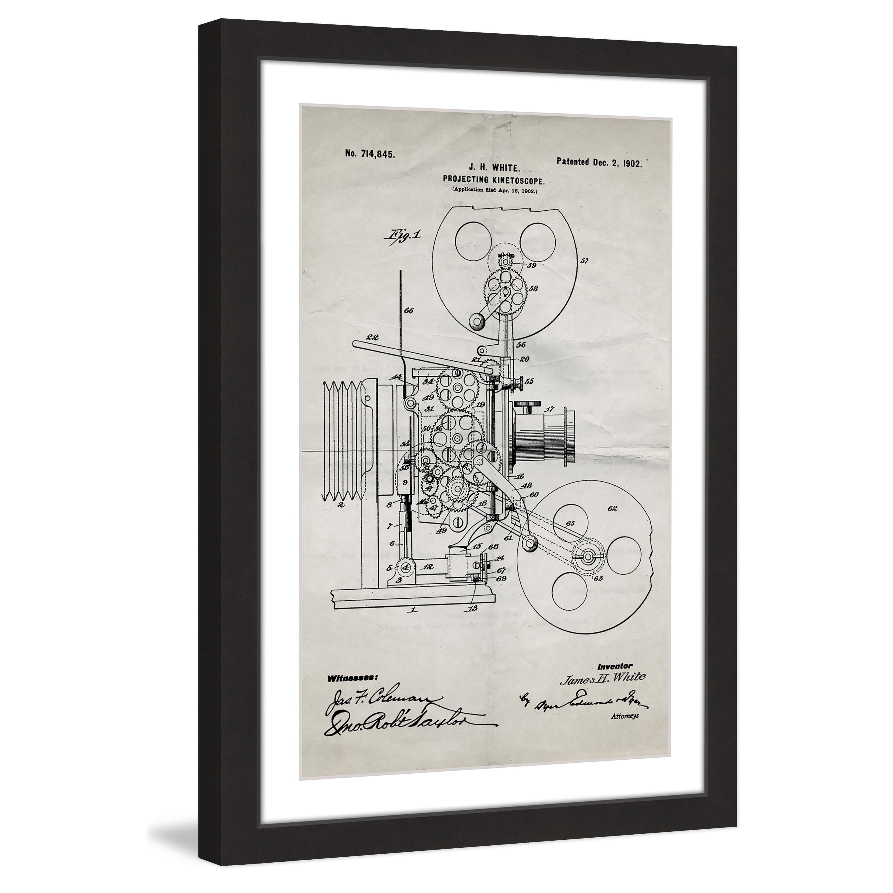 "Projector 1902 Old Paper" Framed Painting Print