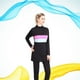 thumbnail image 2 of EeaseMX Traje de baño deportivo de dos piezas de manga larga para mujer, ideal para playa, surf y natación (negro con rosa y verde, talla S, colores aleatorios en el centro)., 2 of 8