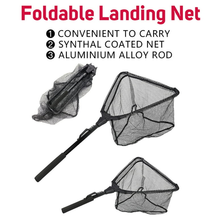 Kripyery Telescopic Folding Fishing Net, Black Transparent Mesh, Folding  Fishing Nets 