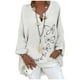 thumbnail image 2 of Gibobby Blusa Termica Mujer Blusa Estampado con cuello en V Top floral Manga suelta Más Camisa de tamaño casual Blusa larga para mujer（Blanco， XXXXL), 2 of 5