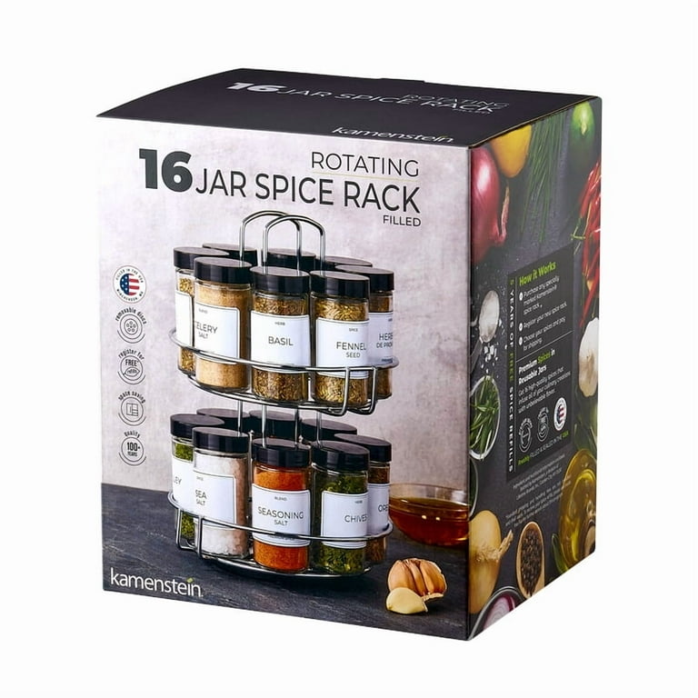 Kamenstein 16-Jar Chrome Wire 2-Tier Revolving Filled Countertop