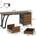 thumbnail image 3 of Tribesigns 59 Inch Computer Desk with 3 Drawers, Brown Industrial PC Desk with File Storage, 3 of 5