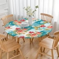 thumbnail image 3 of Pioneer Flower Floral Print Pattern Round Fitted Tablecloth with Elastic Edge,Dining Table Cover Waterproof,Outdoor Round Tablecloth for Camping,Dining,Indoor and Outdoor, 3 of 7
