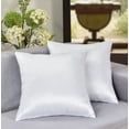 thumbnail image 2 of Aiking Home 18x18 Inches Faux Silk Square Throw Pillow Cover, Zipper Closure, White (Set of 2), 2 of 5