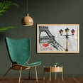 thumbnail image 2 of Paris Wall Art with Frame, Grunge Illustration of Eiffel with Lanterns European Lifestyle Culture Art, Printed Fabric Poster for Bathroom Living Room, 35" x 23", Red Black Yellow, by Ambesonne, 2 of 2