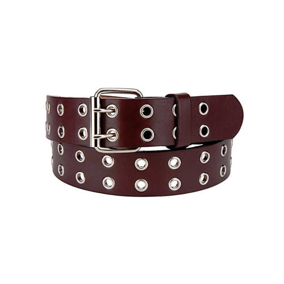 Eurosport Solid Rich Fashion Color Double Grommet Belt - BW9915A - Brown - Large