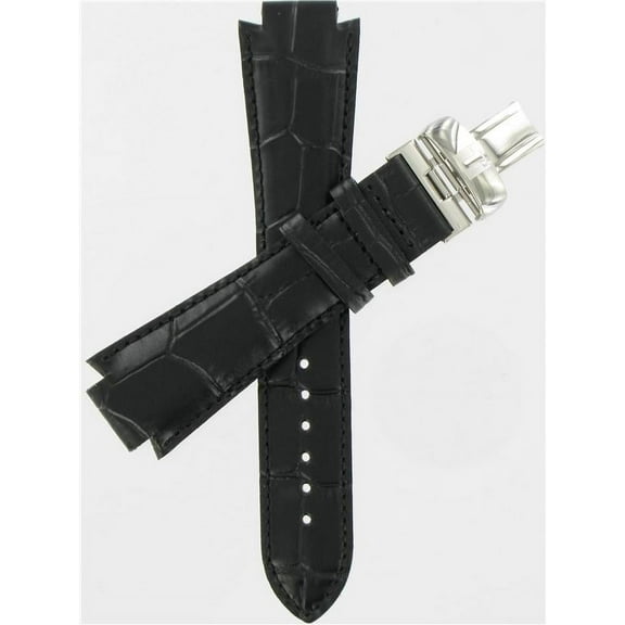 Genuine Tissot, Black, Leather, 24/13mm, Regular Length, Silver Tone Buckle  T600013371