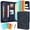 Dark Blue, variant on NATISERAUM Portfolio Binder, Includes 10 Sheet Protectors and 3 Notepads, 3-Ring Folder Organizer,A4 Vegan Leather Zipper Binders ,Business Office Conference Clipboards