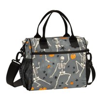 FORMRS Insulated Lunch Bag Unisex Large Capacity with Shoulder Strap, Halloween Dancing Skeleton
