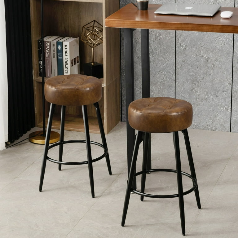 Round leather counter stools sale