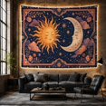 thumbnail image 6 of Celestial Sun and Moon in Night Sky with Floral Border, Serene Boho for Cosmic Harmony Lovers, Bohemian Nature Wall Decor, Housewarming Gift, Tapestry Wall Hanging for Bedroom and Living Room, 6 of 7