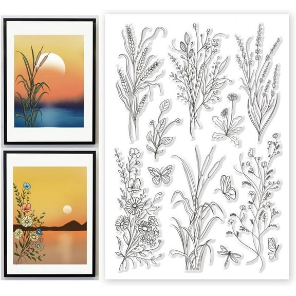 PVC Plastic Clear Stamps for DIY Scrapbooking Photo Album Decorative Cards Making Plants 160x110mm