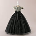 thumbnail image 4 of Ulitacool Dresses For Girls Sleeveless Dress With Embroidery Flutter Sleeves Tutu Party Gown And Bow Formal Attire O Neck Sundress Leisure Clothes Black 10-11 Years, 4 of 5
