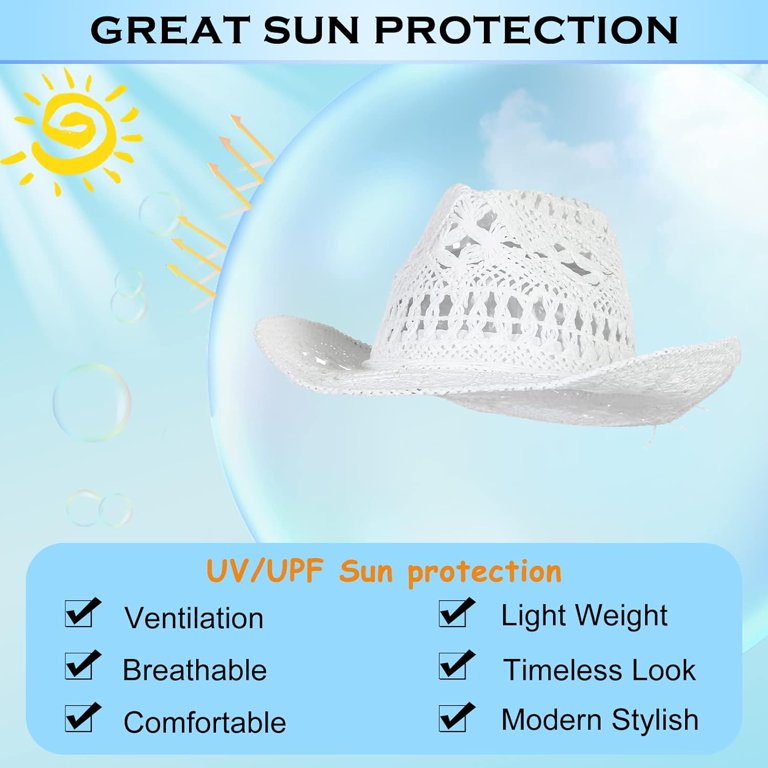 Hollow Out Straw Cowboy Hat Roll Up Brim Adjustable Sun Hat Dalrosia Men Women main image 3