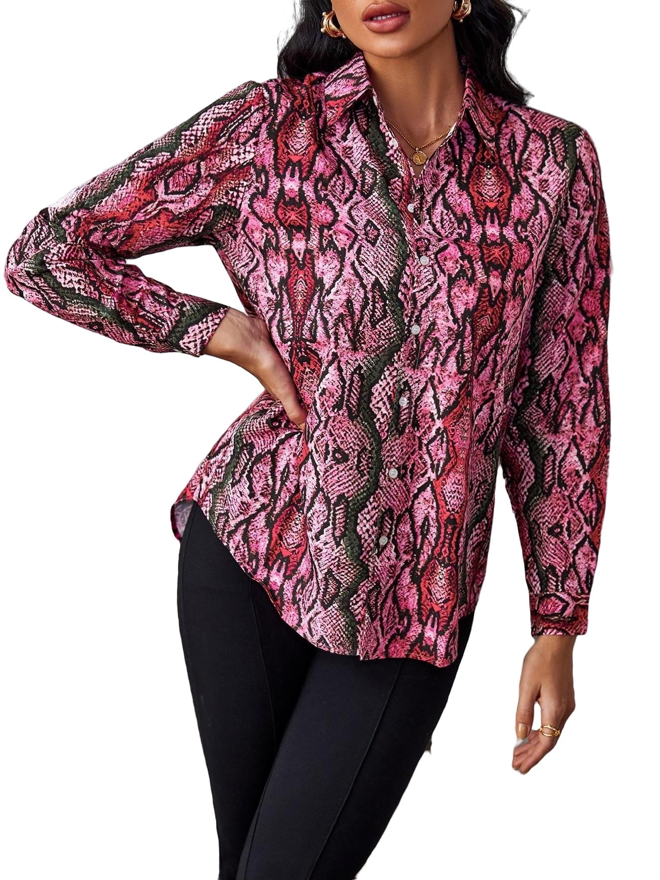 Pink snake print shirt sales