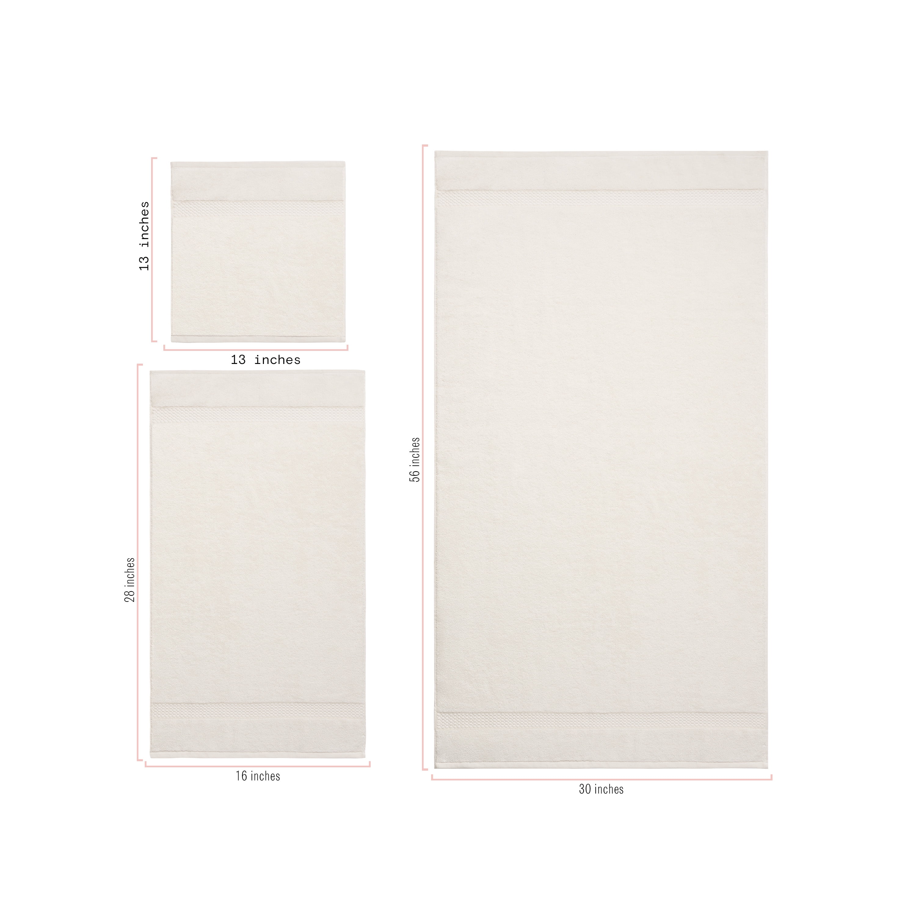 Beautiful by Drew Barrymore Dobby Hand Towel, Soft 100% Cotton, Off White
