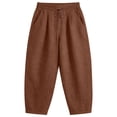 thumbnail image 4 of Siminsem Women Crinkle Linen Blend Palazzo Pants Loose Fit High Waisted Casual Pants with Pockets Breathable Drawstring Trousers Summer Beach Work Commute Pants 2026, Coffee, 3XL, 4 of 4