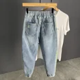 thumbnail image 4 of Pantalones vaqueros con agujeros para hombre, pantalones rotos, vaqueros para hombre, rasgados, harén, empalmados, recortados, estilo coreano, moda de verano original, 4 of 4
