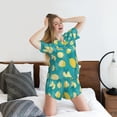 thumbnail image 5 of Fuzoiu Lemon Blue Print Women's Short-Sleeved Pajama Set,Lounge Sleepwear Set,Womens Pajama Sets 2 Piece,Button-Up Top and Shorts with Pockets-Medium, 5 of 7
