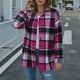 thumbnail image 3 of Puntoco Mujeres Moda Lattice Solapa Botón Casual Manga Larga Suelto Abrigo Abrigo Puntoco Puntoco-461, 3 of 9