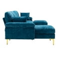thumbnail image 5 of 114" Sectional Sofa Couch with Ottoman, U Shape Futon Sleeper Sofa with Extra Wide Double Chaise, 2 Pillows & Golden Metal Legs, Modular Sofa Accent Sofa for Living Room, 5 of 7