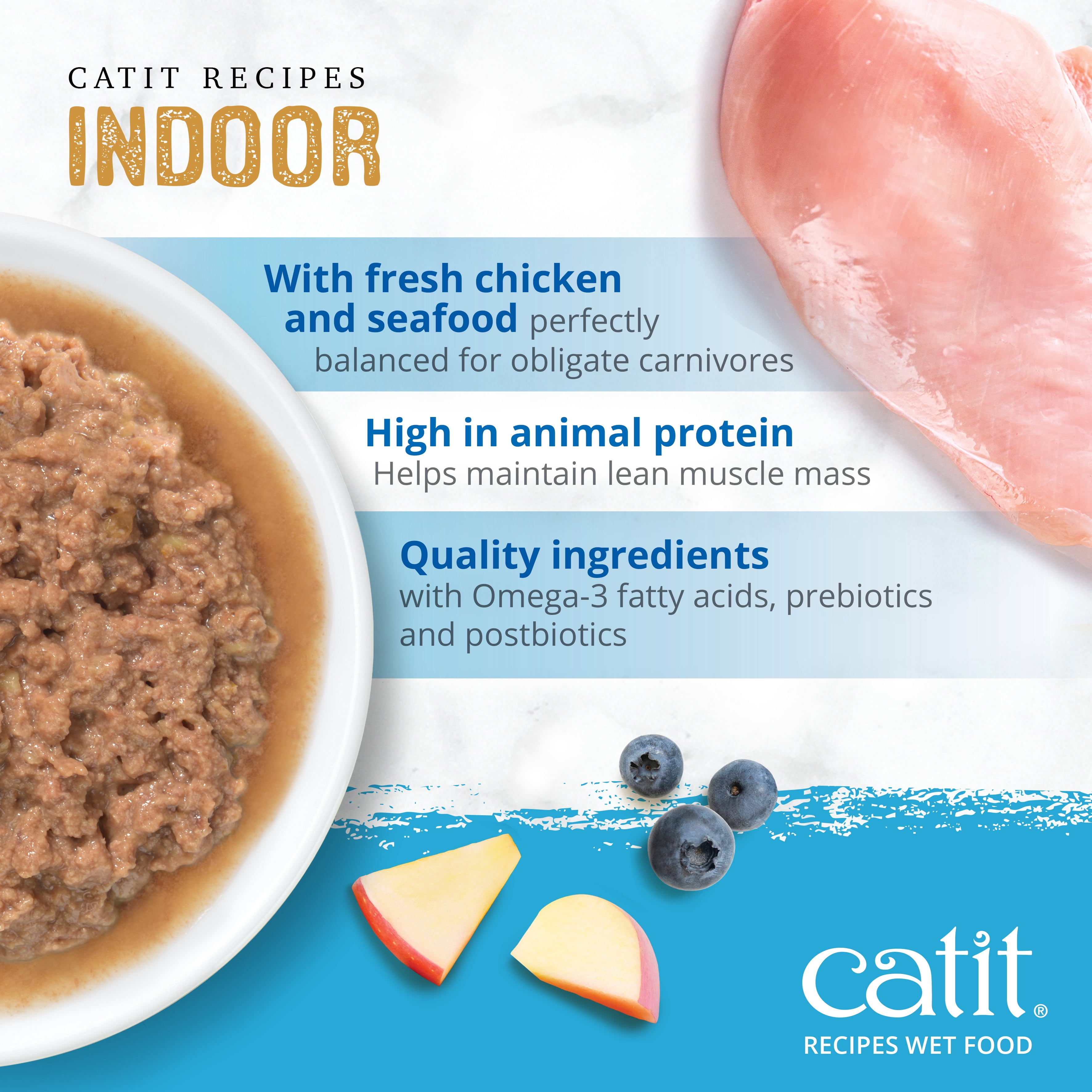 Catit Recipes Chicken & Seafood Entree in Bone Broth for Indoor Cats 85 G