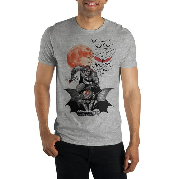 DC Comic Book Batman Zombie Mens Grey Graphic Tee-M