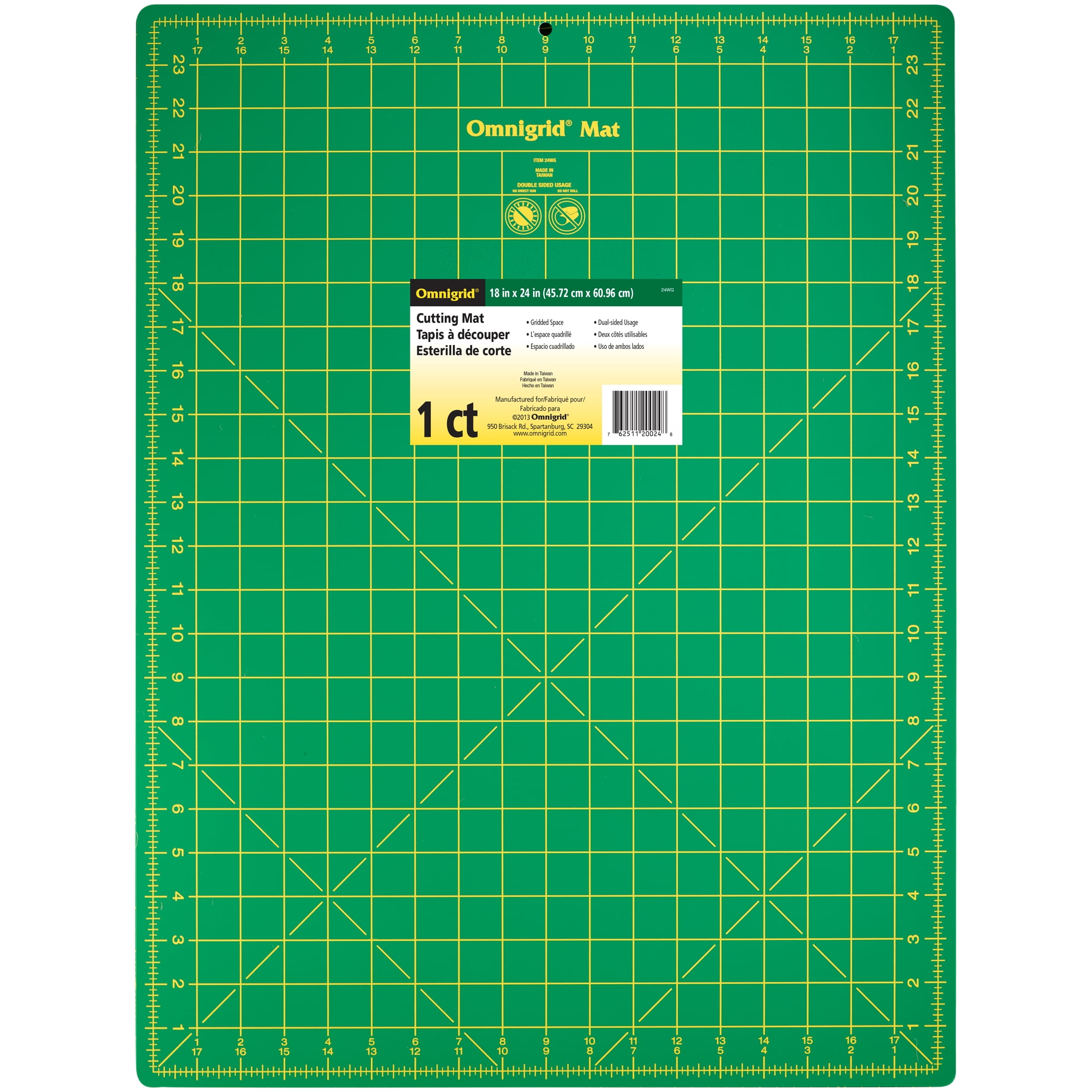ARTIST'S BEST Green Cutting Mat, 18  x 24 (45.7 x 61 cm), Self-Healing  & Reusable, Pre-Marked Grid Lines in Inches & Millimeters
