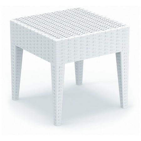 Atlin Designs Square Resin Patio Side Table In White Com Atlin Designs Square Resin Patio Side Table In White