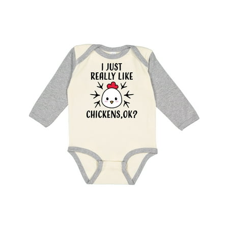 

Inktastic I Just Really Like Chickens Ok Gift Baby Boy or Baby Girl Long Sleeve Bodysuit