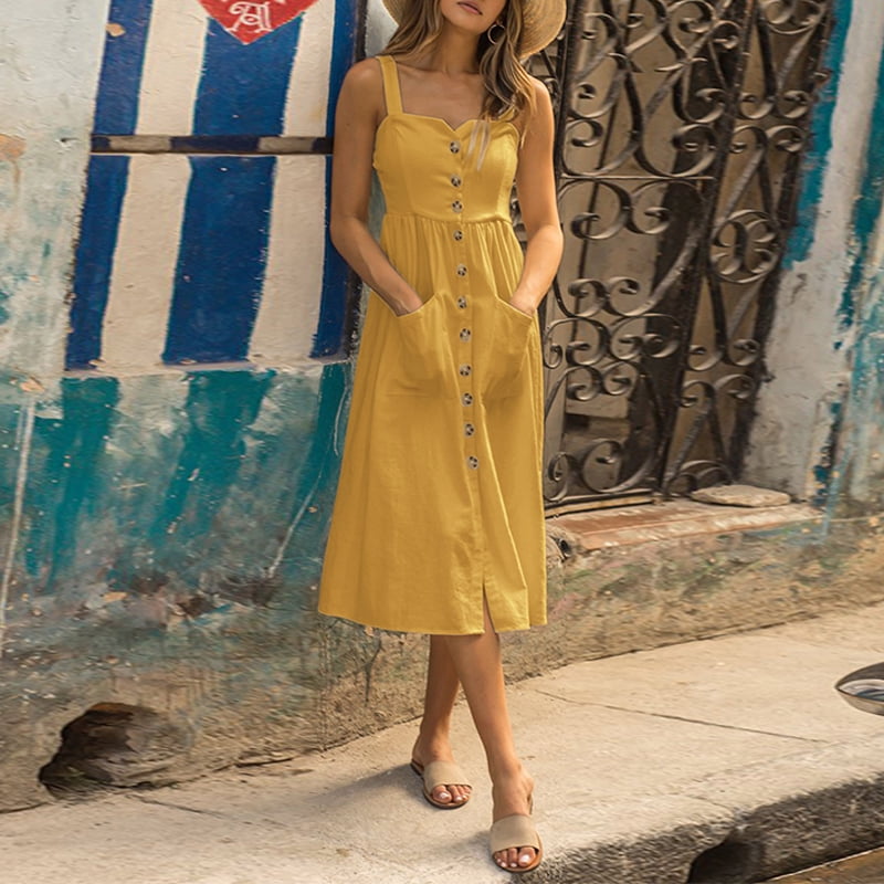 sleeveless button down dress
