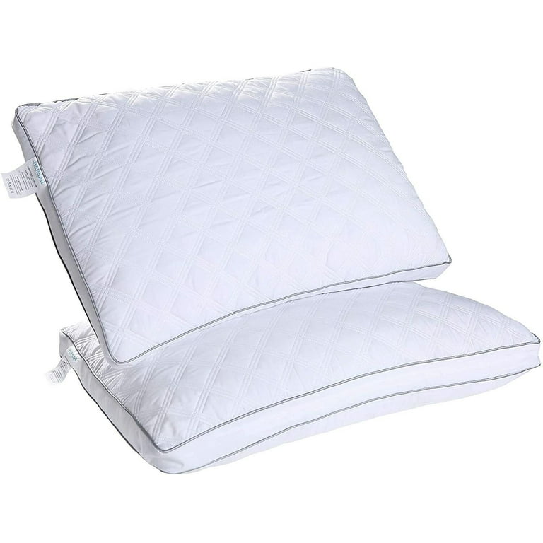 Bed Pillows Set of 2 Gusseted Neck Support Soft Pillow For Side & Back  Sleepers