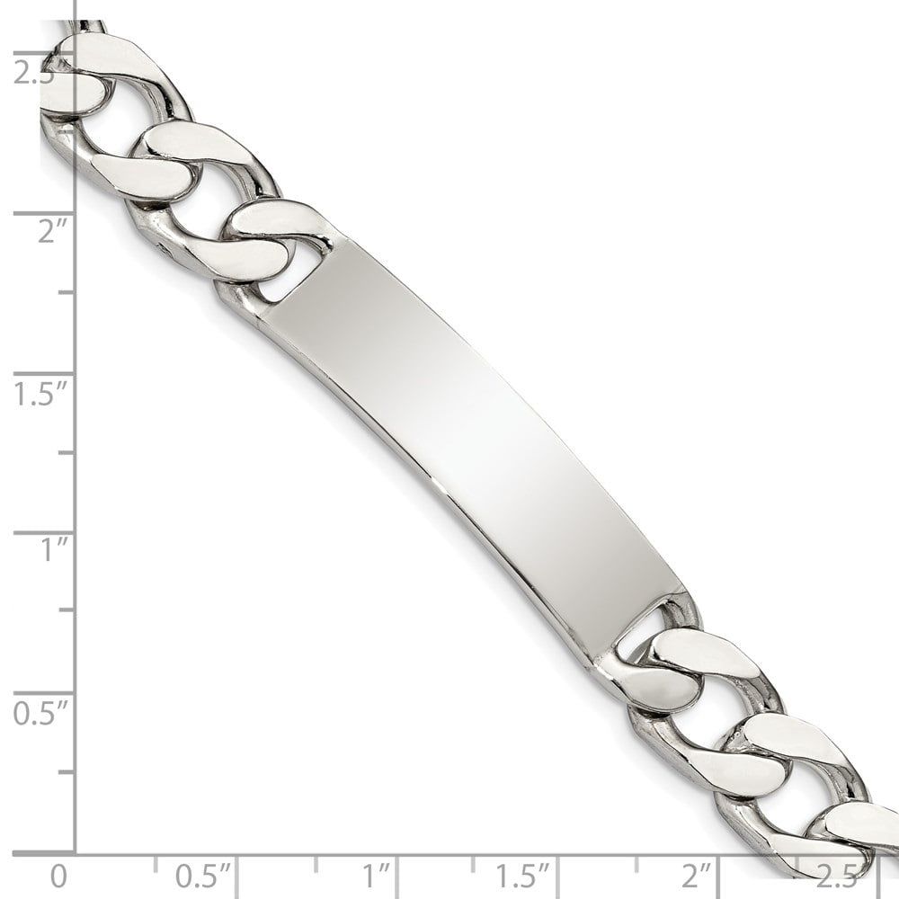 Diamond2Deal 925 Sterling Silver Polished Engraveable Curb Chain Link ID Bracelet for Men 7.5"