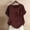 Wine, variant on Hrsba Womens Casual Tops Solid Color Button Court Style Loose Short Sleeve Crew Neck Blouse Lightweight Soft Fabric Summer Daily Top for Women