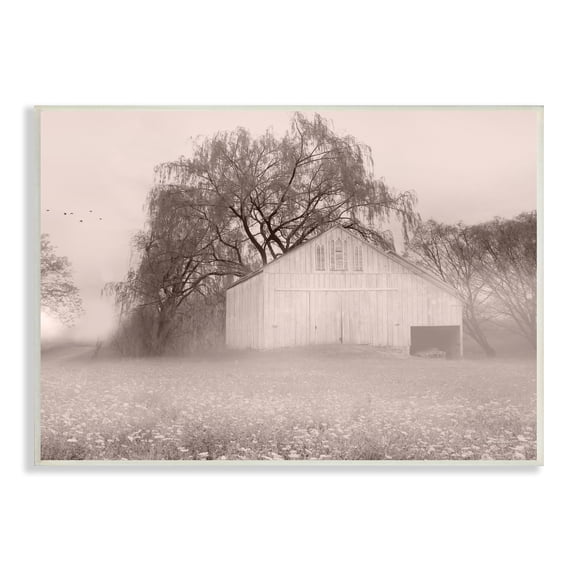 Stupell Industries Quaint Wildflower Meadow Countryside Barn Farmland Fog Photograph Unframed Art Print Wall Art, Design by Lori Deiter
