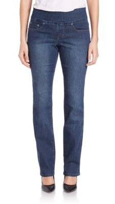 women's pull on straight leg jeans