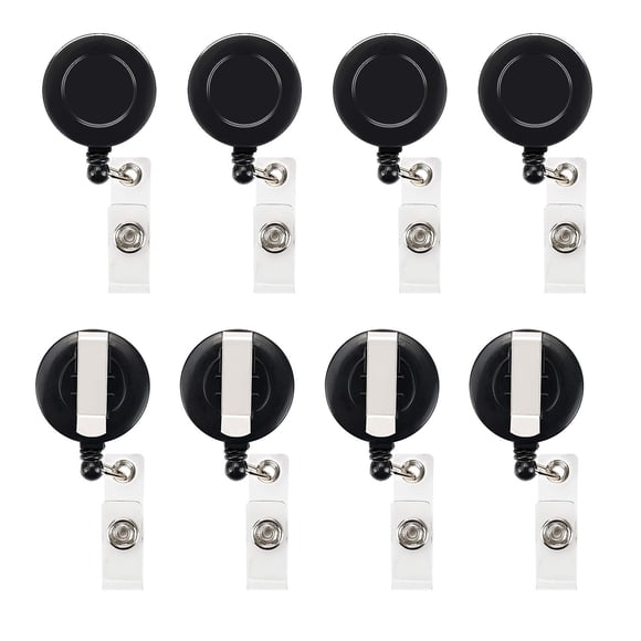 JANYUN 50 clips retráctiles para carrete de insignia para colgar llavero con nombre de tarjeta de identificación (negro)