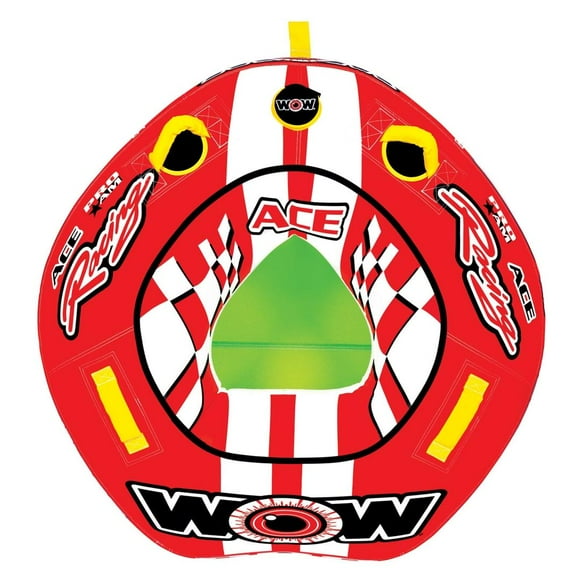 World of Watersports Towable Tube 15-1120 Ace Racing; Arrow Shape; 1 Rider Capacity; 50 Inch Length x 48 Inch Width; Multi-Color; Nylon Cover With Zipper/Heavy Duty PVC Bladder