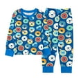 thumbnail image 3 of SonxaHe Toddler Boy's Outfits Long Sleeve Donut Print Tshirt Pants Active Sleepwear Cozy Nightwear Outfit Set for Children Blue,Size 2-3 Y, 3 of 3